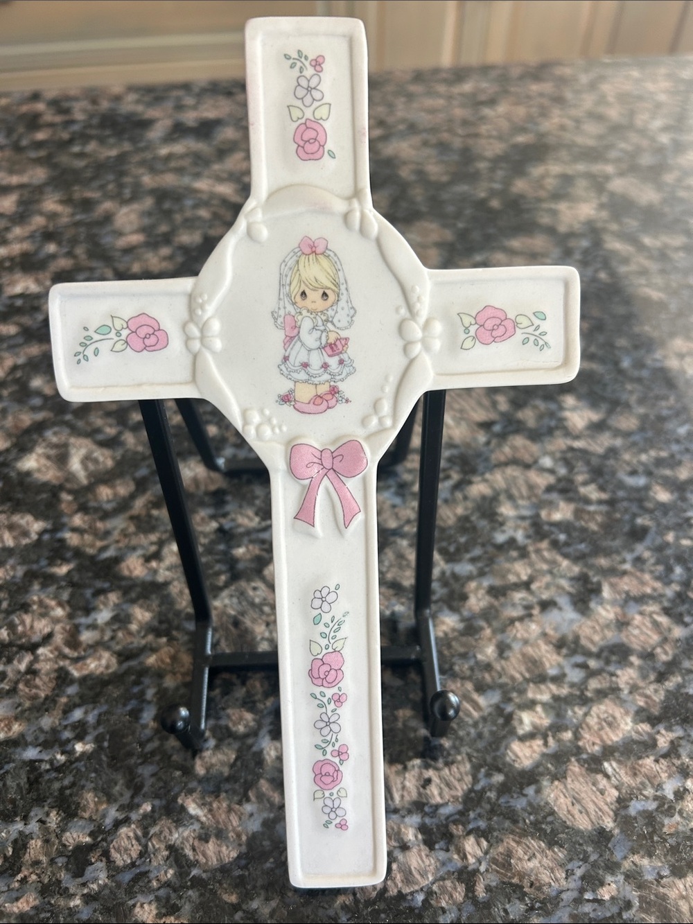 PRECIOUS MOMENTS 1990 THIS DAY HAS BEEN MADE IN HEAVEN CERAMIC CROSS